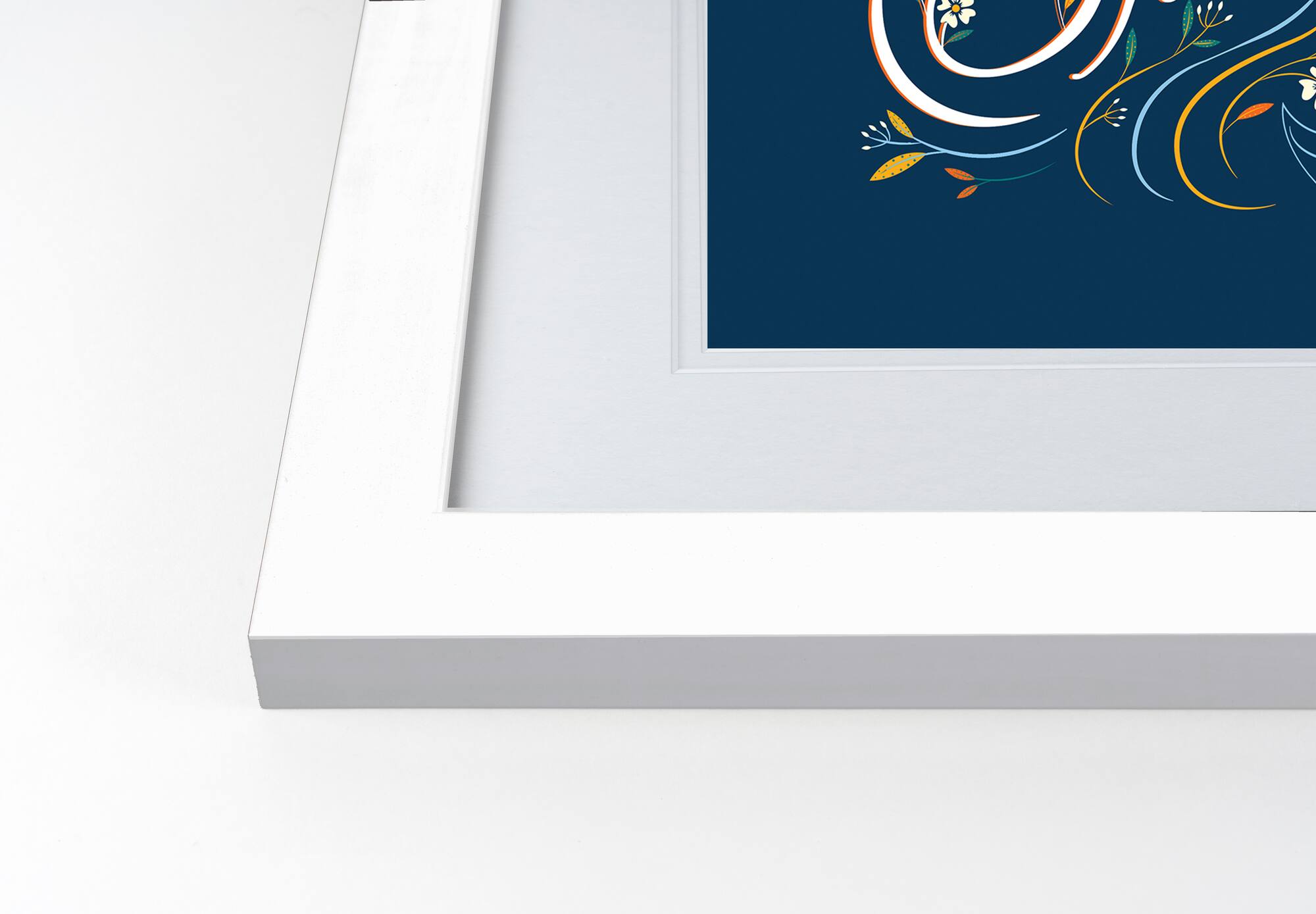 Navy Happy Thanksgiving Fall Print in White Frame